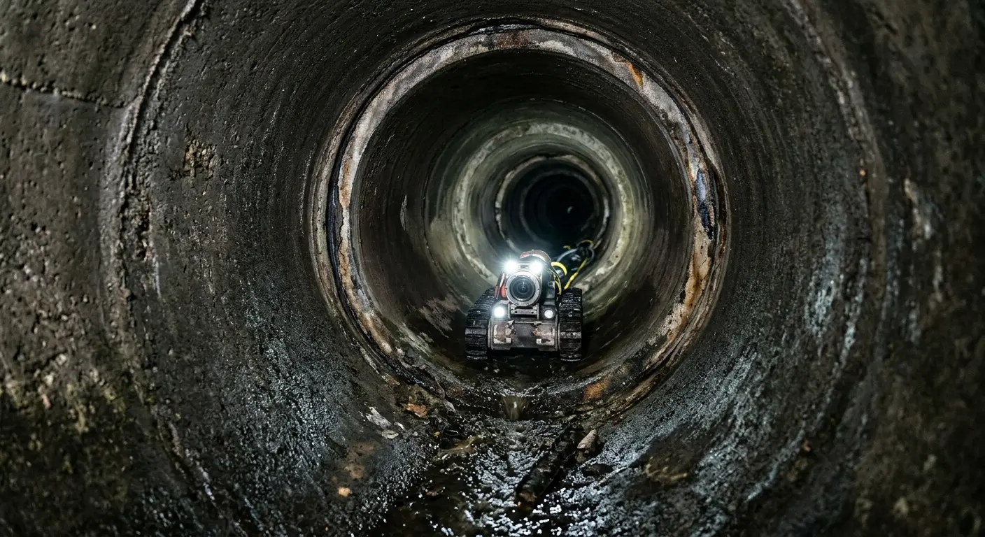 Robotic sewer camera inspecting pipe interior for Drain Snake Service in Enterprise